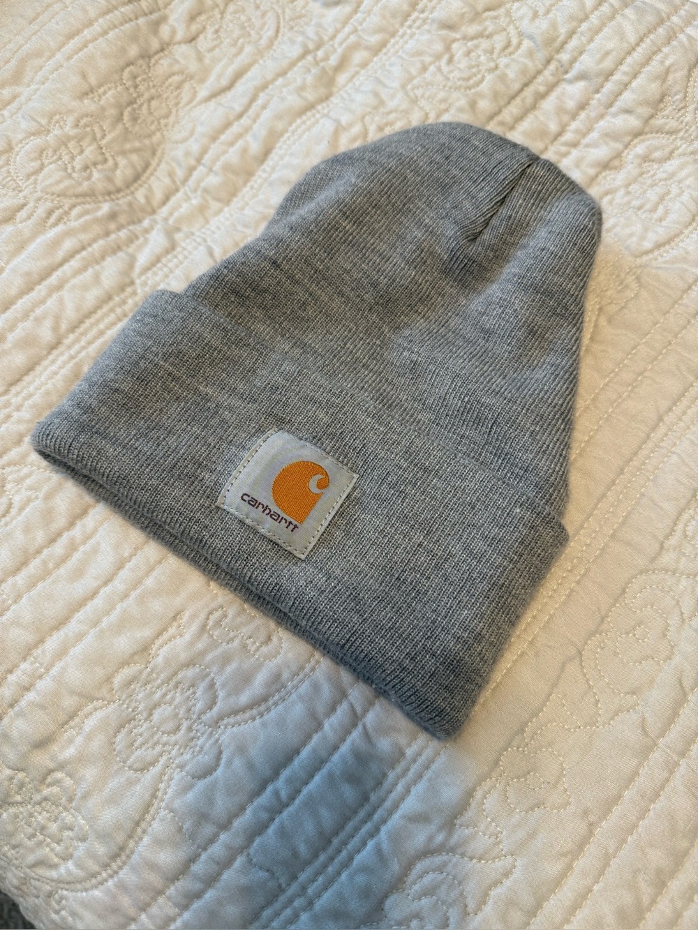 Carhartt Watch Hat Beanie Gray Heather Knit Cuffed Logo Patch Unisex One Size